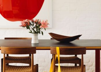 A dining room set up