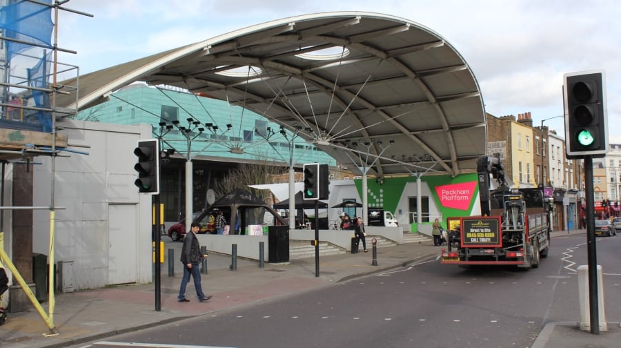 The 'iconic' arch in Peckham Square. Photo: Benedict O'Looney
