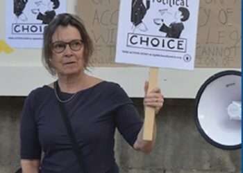 Dr Noonan-Gunning advocating at a protest. Credit: Sharon Noonan-Gunning