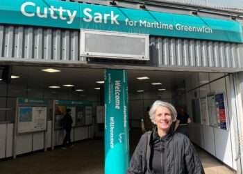 Ellie Brown outside Cutty Sark DLR station. Credit: Cameron Blackshaw.
