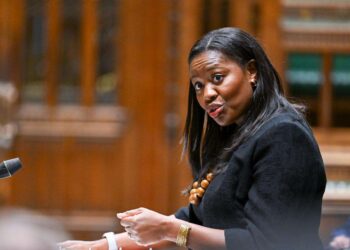 Miatta Fahnbulleh speaking in the House of Commons. Image provided by: Miatta Fahnbulleh