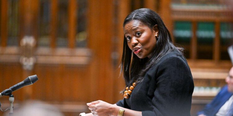 Miatta Fahnbulleh speaking in the House of Commons. Image provided by: Miatta Fahnbulleh