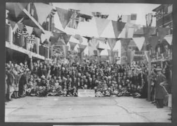 Kirby Estate Street Party for local kids in May 1945.