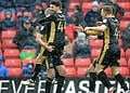 Ben Marshall celebrates his spectacular strike in the 2-0 win at Barnsley in March 2018. Image: Millwall FC