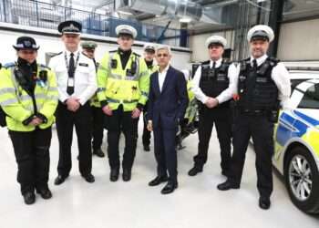 Sadiq Khan poses with Met Police officers
Credit: James O'Jenkins/City Hall