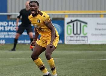 Isaac Olaofe scored a hat-trick against King's Lynn. Photo: Paul Loughlin