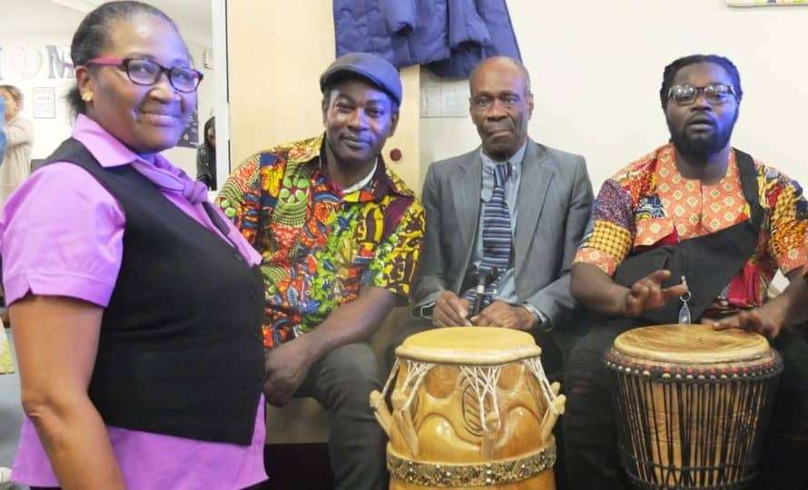 Residents Juliana and Alfred enjoying a bit of drumming
