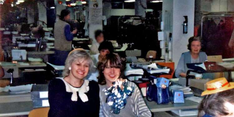 The office at Christmas copyright Debra Gosling 1984