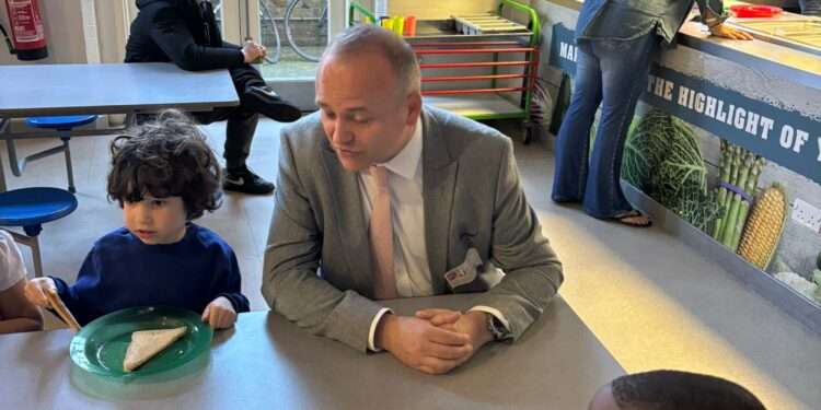 Labour MP Neil Coyle at Southwark Park Primary School breakfast club. Photo supplied by Neil Coyle