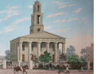 A watercolour of St George's Church Camberwell, by Wiliam Waller. Image: Southwark Heritage