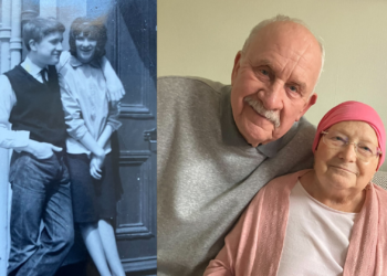 Left: Charlie and Sue in the 1960s. Right: Charlie and Sue on their 60th anniversary