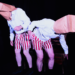 Two men stand in their underwear with paper bags on their heads