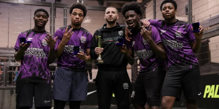 Southwark Residents FC Players with Coach Dean Stanhope. Credit: Dean Stanhope
